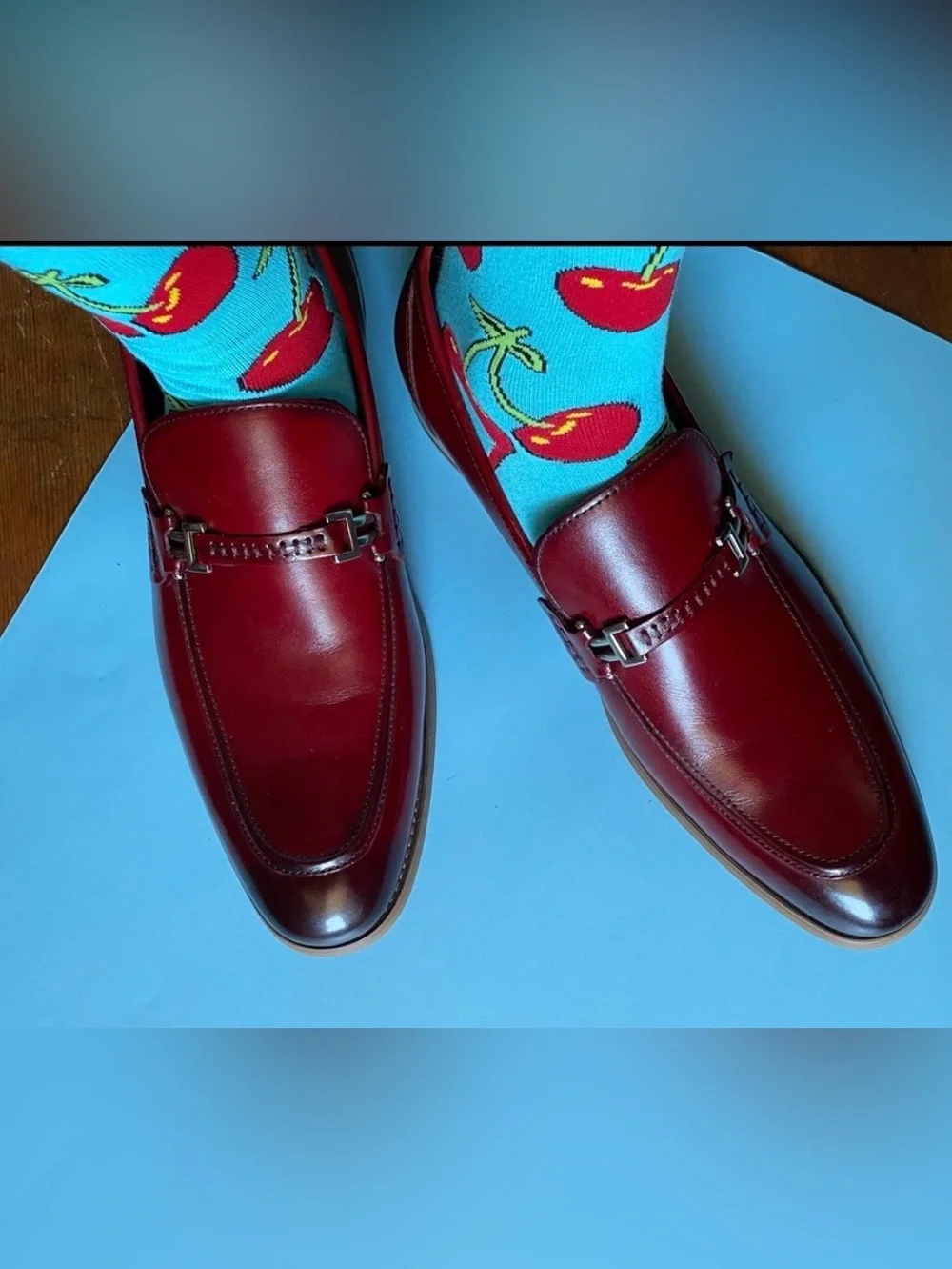 NWOT Stacy Adams Burgundy/red Leather Loafers